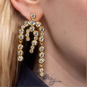 Asterales Gold C Z Chandelier Earrings Arched Post Alexis Bittar JA08